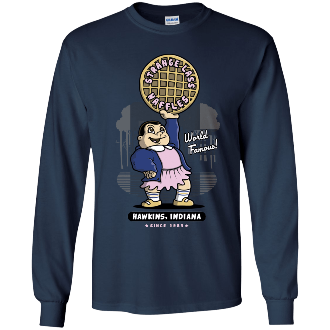 T-Shirts Navy / YS Strange Lass Waffles Youth Long Sleeve T-Shirt