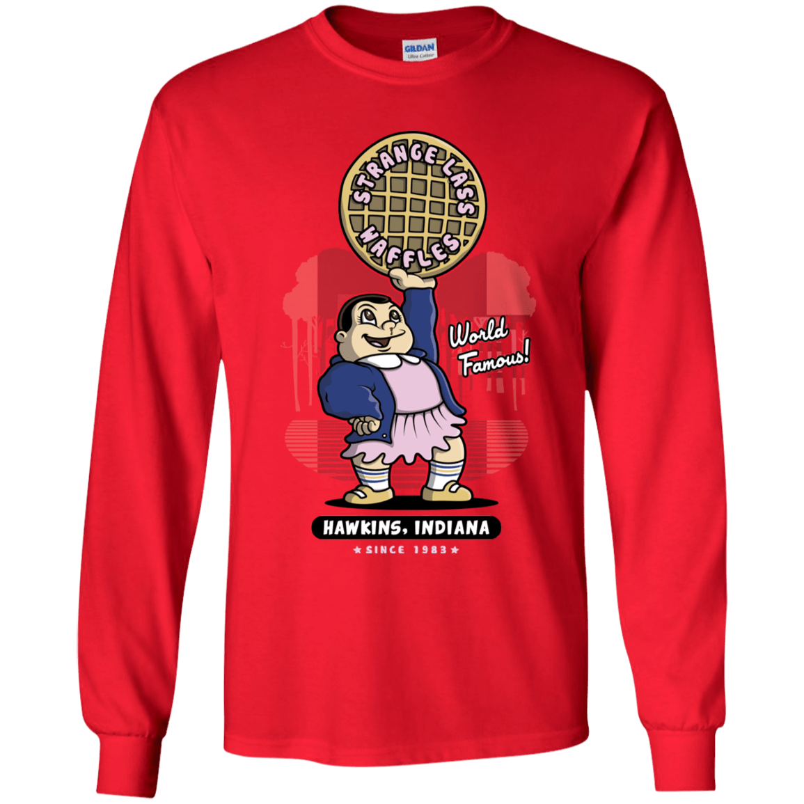 T-Shirts Red / YS Strange Lass Waffles Youth Long Sleeve T-Shirt
