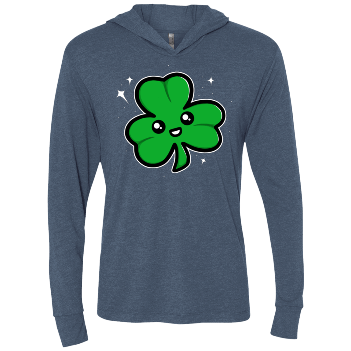 T-Shirts Indigo / X-Small Super Cute Shamrock Triblend Long Sleeve Hoodie Tee