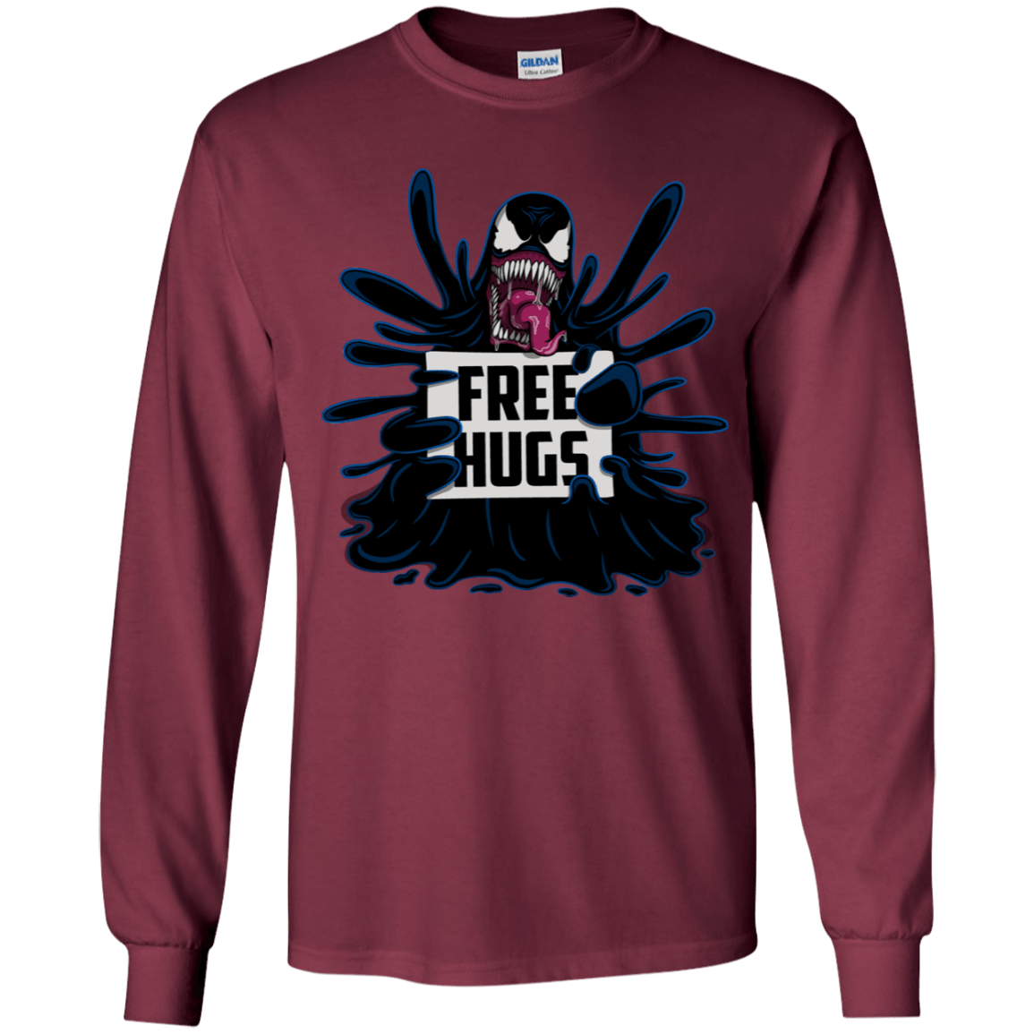 T-Shirts Maroon / YS Symbiote Hugs Youth Long Sleeve T-Shirt