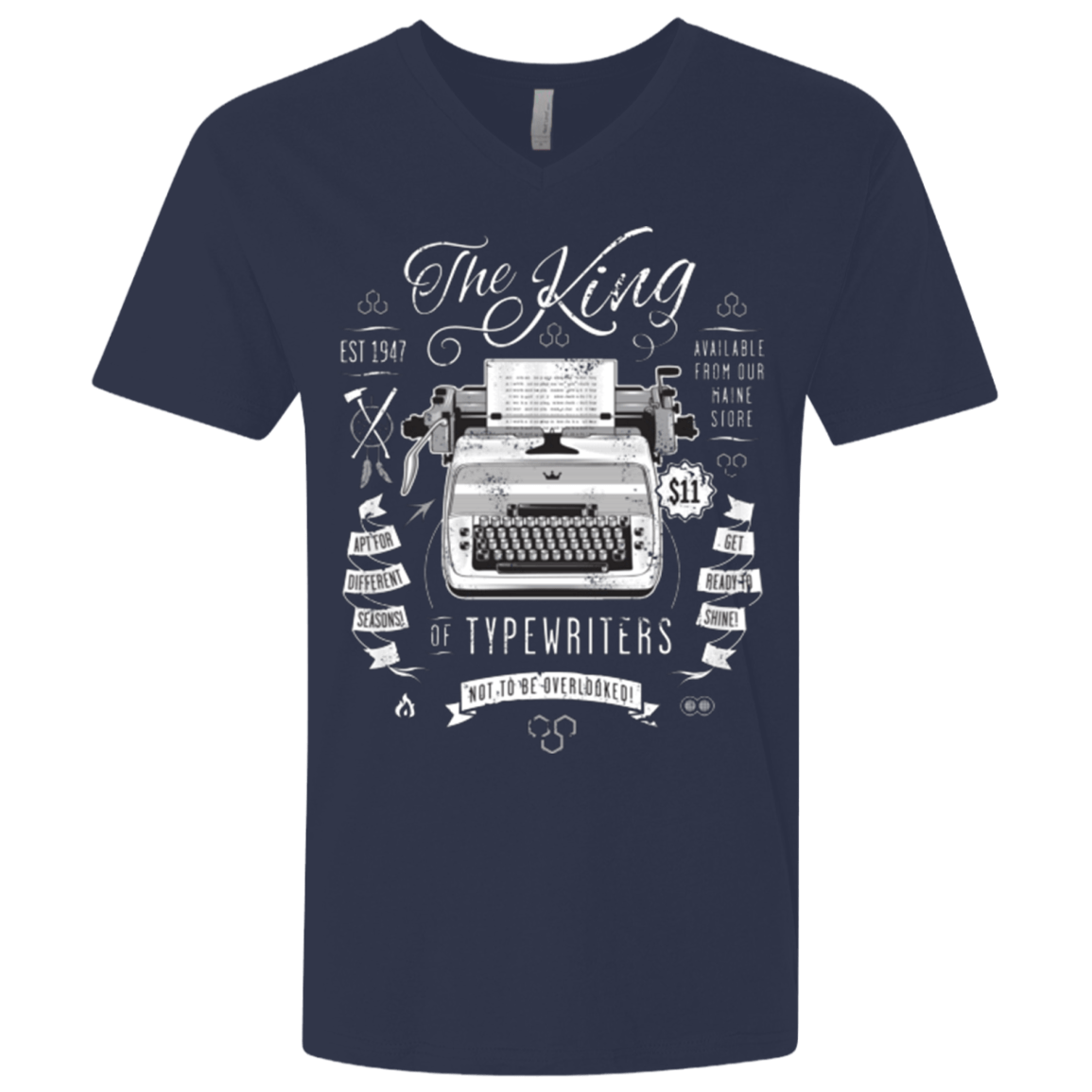 T-Shirts Midnight Navy / X-Small The King of Typewriters Men's Premium V-Neck