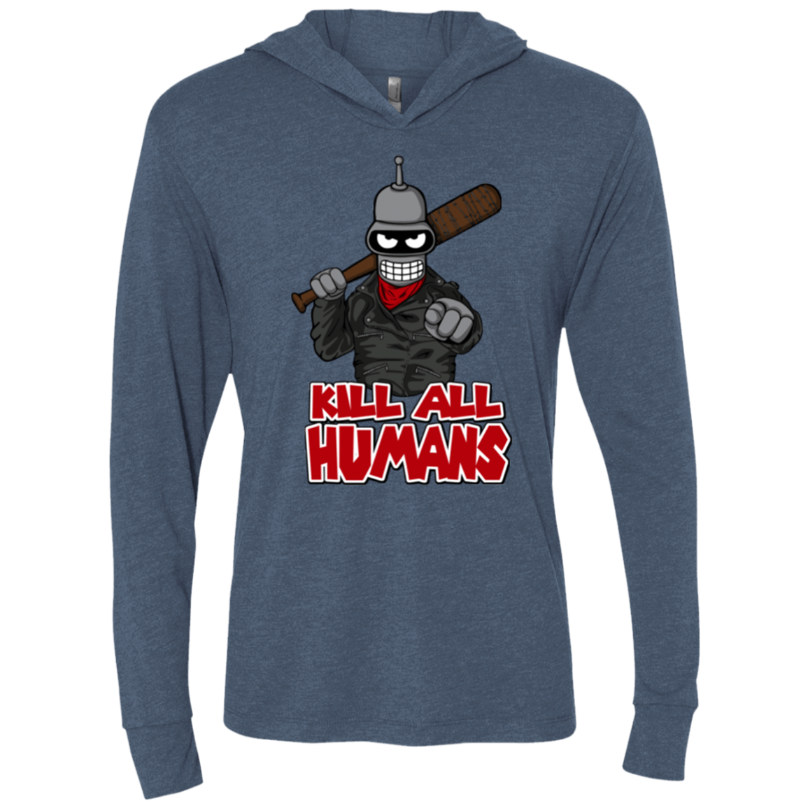 T-Shirts Indigo / X-Small The Walking Bot Triblend Long Sleeve Hoodie Tee