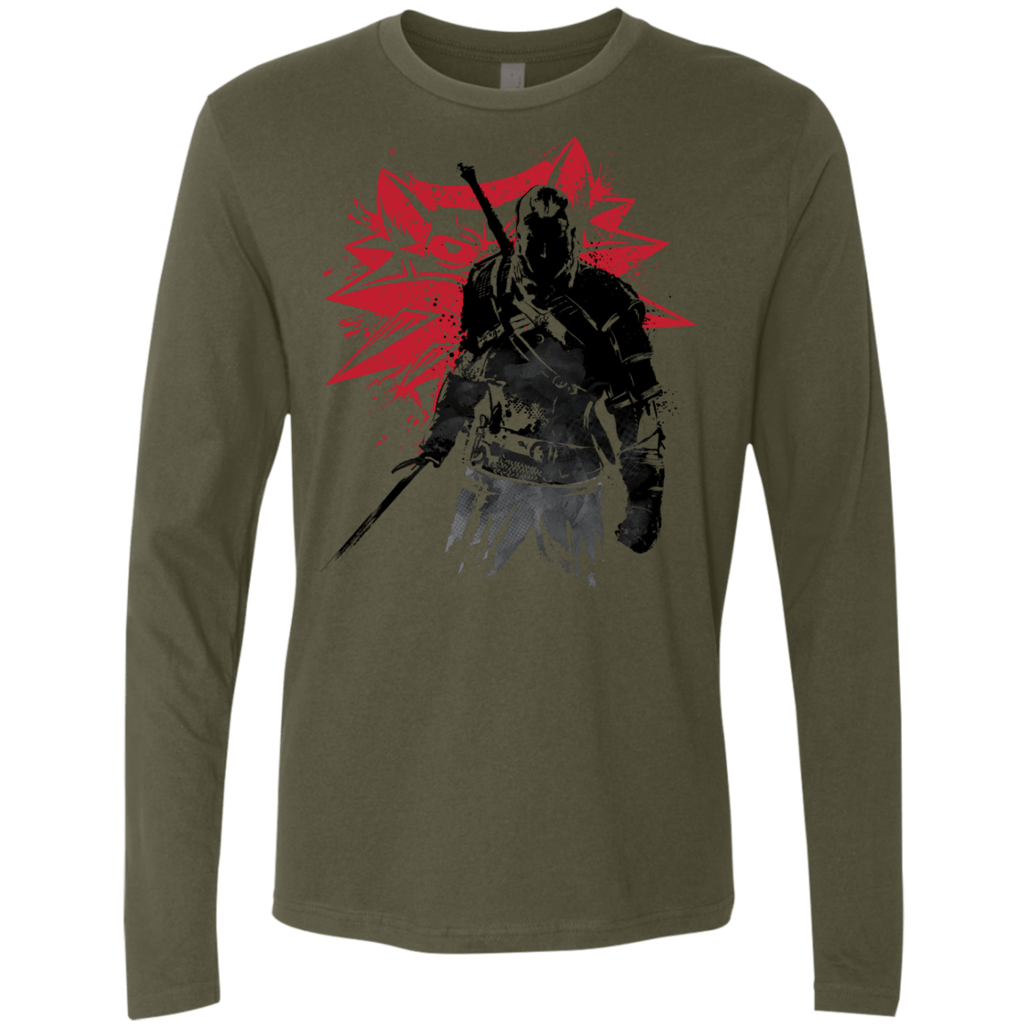 T-Shirts Military Green / Small The Witcher Sumie Men's Premium Long Sleeve