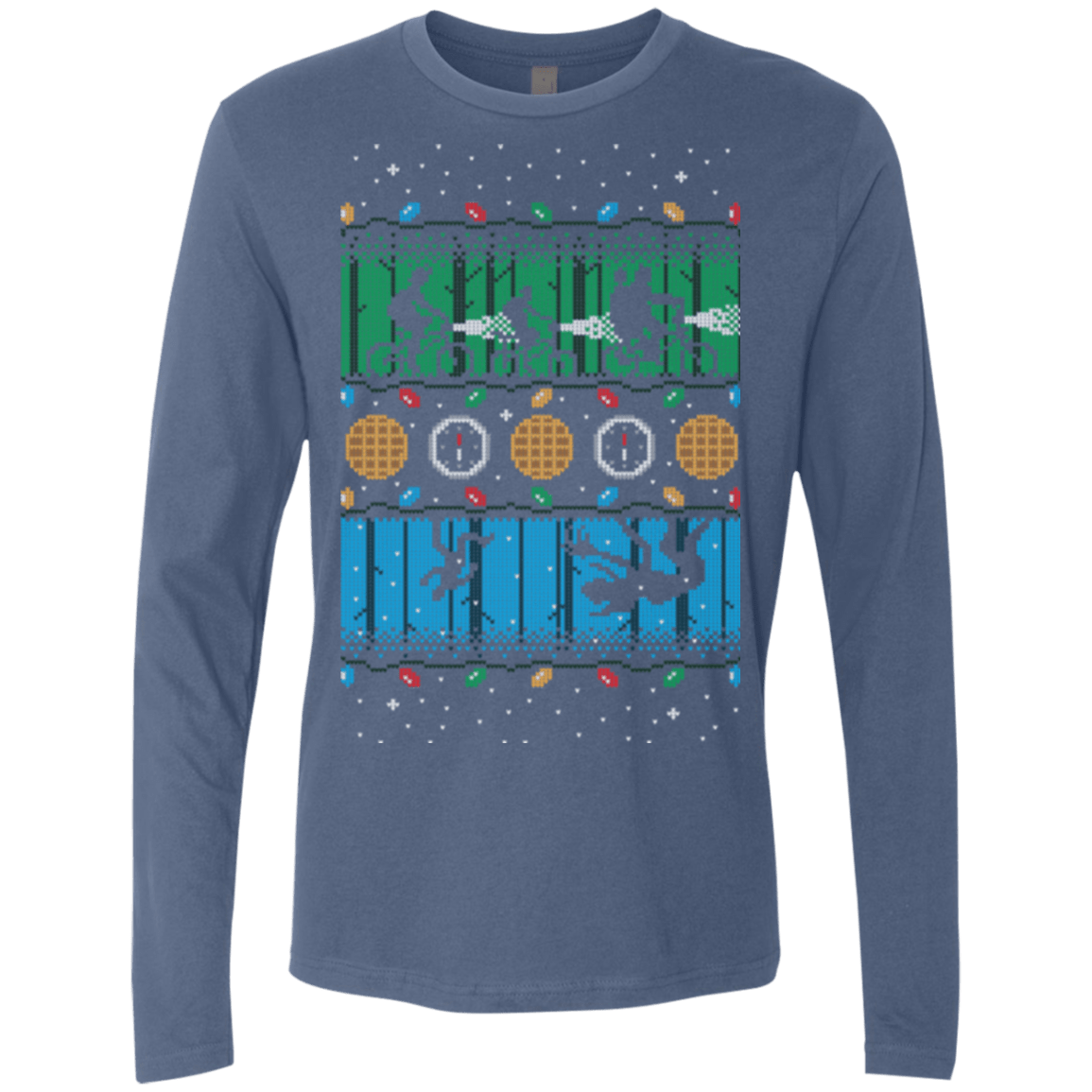 T-Shirts Indigo / Small Upside Down Christmas Men's Premium Long Sleeve