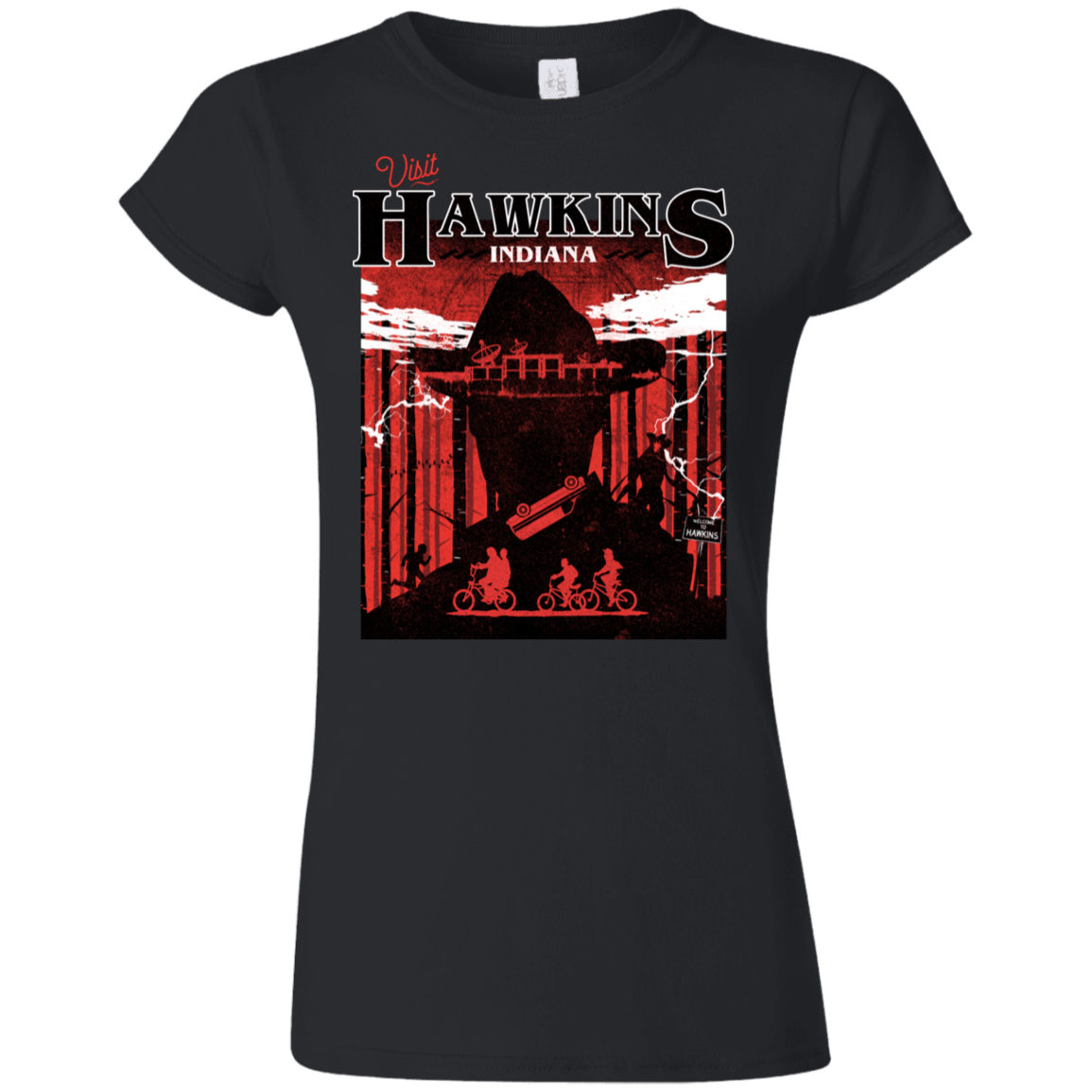T-Shirts Black / S Visit Hawkins Junior Slimmer-Fit T-Shirt