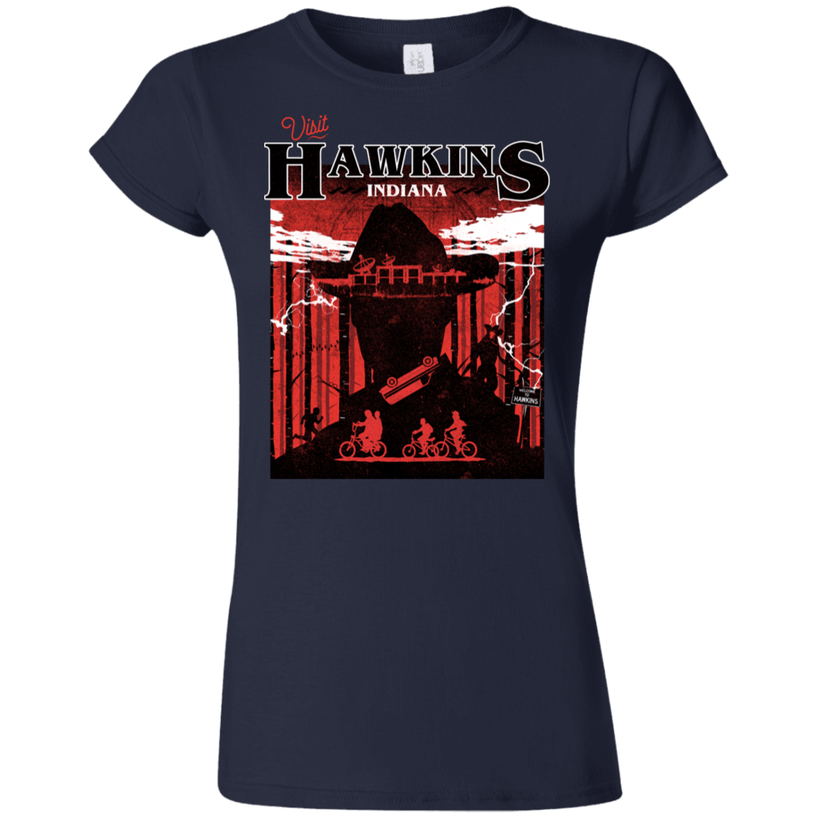 T-Shirts Navy / S Visit Hawkins Junior Slimmer-Fit T-Shirt