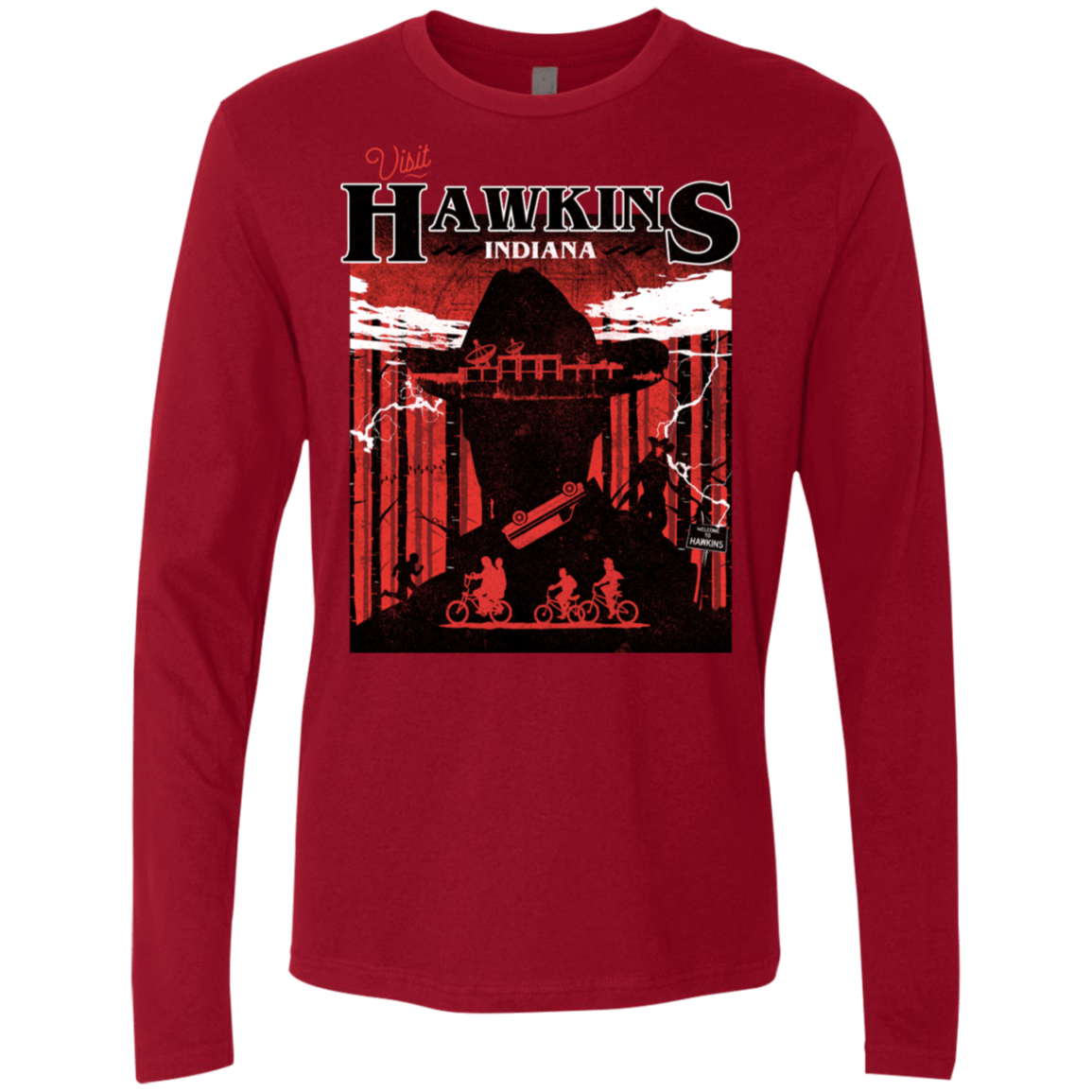T-Shirts Cardinal / S Visit Hawkins Men's Premium Long Sleeve