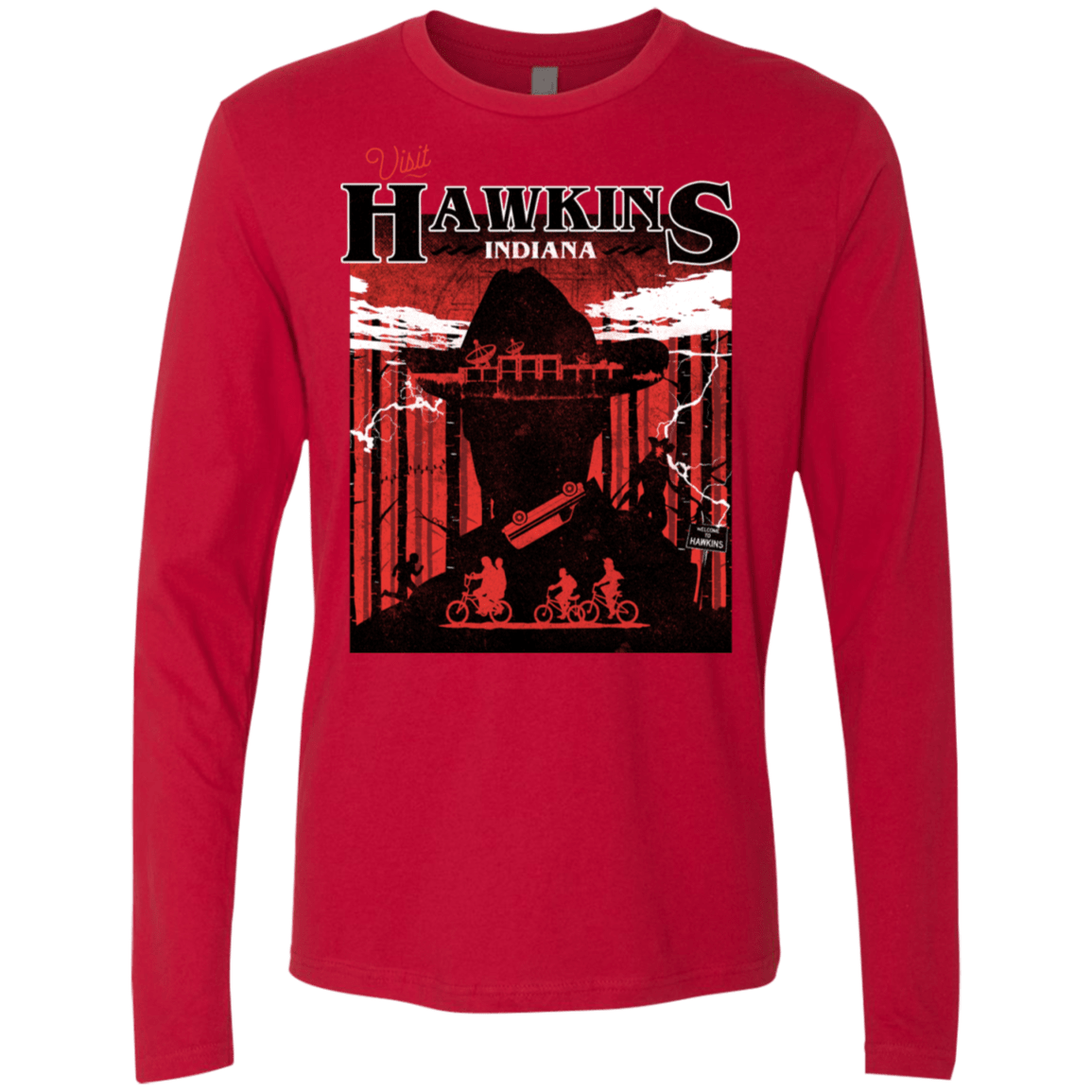 T-Shirts Red / S Visit Hawkins Men's Premium Long Sleeve