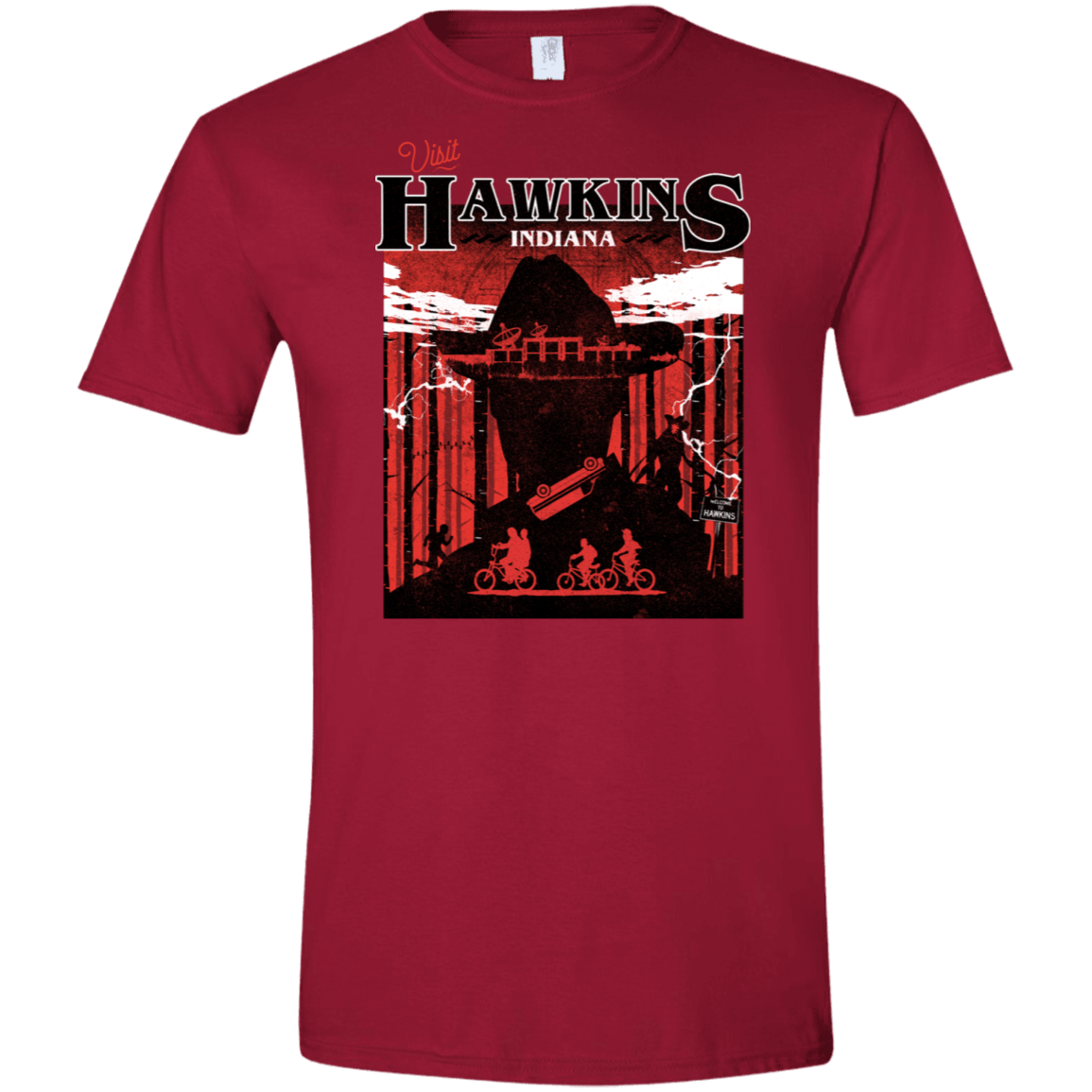 T-Shirts Cardinal Red / S Visit Hawkins Men's Semi-Fitted Softstyle