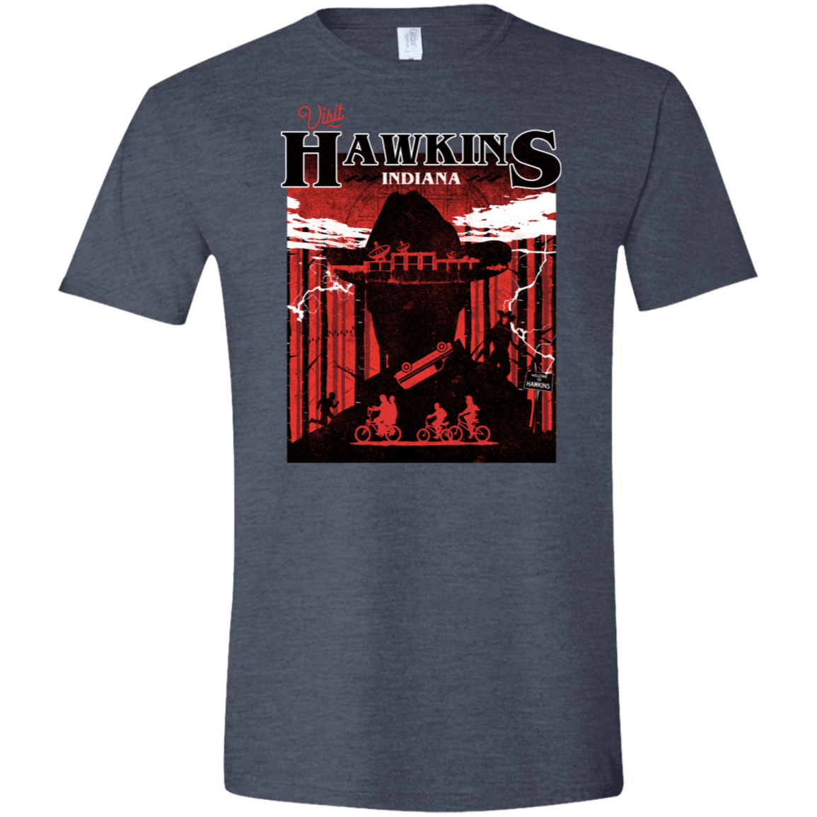 T-Shirts Heather Navy / S Visit Hawkins Men's Semi-Fitted Softstyle