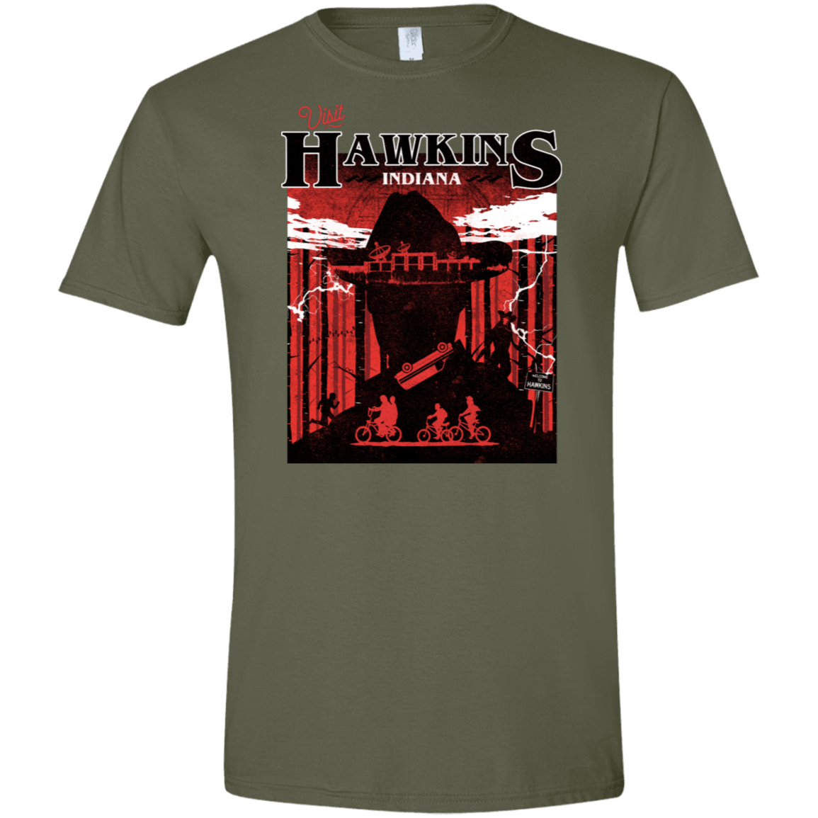 T-Shirts Military Green / S Visit Hawkins Men's Semi-Fitted Softstyle
