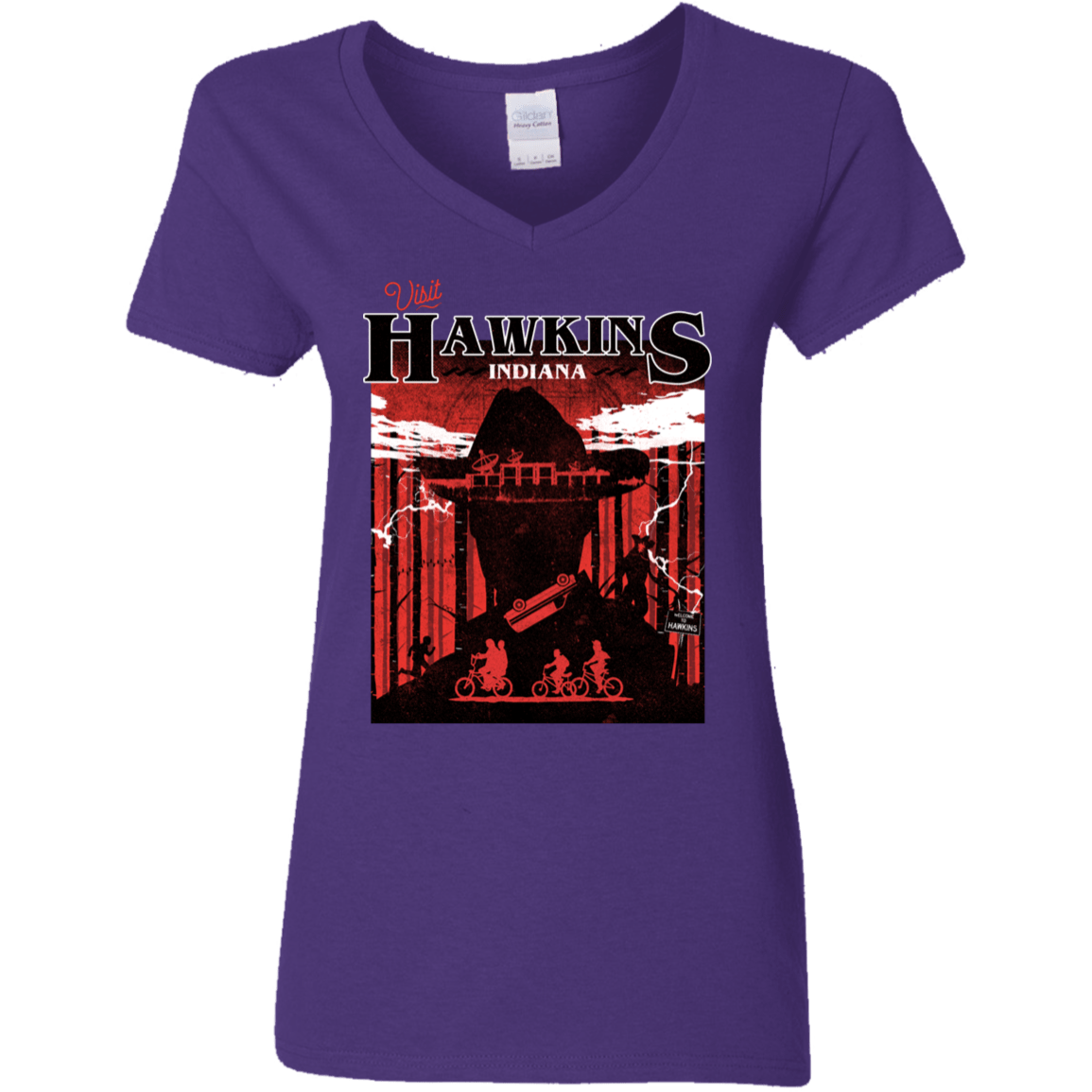 T-Shirts Purple / S Visit Hawkins Women's V-Neck T-Shirt