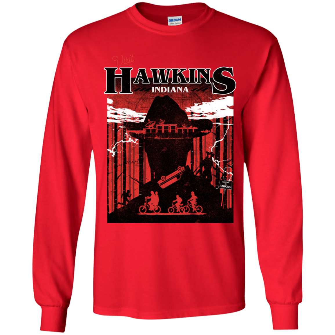 T-Shirts Red / YS Visit Hawkins Youth Long Sleeve T-Shirt