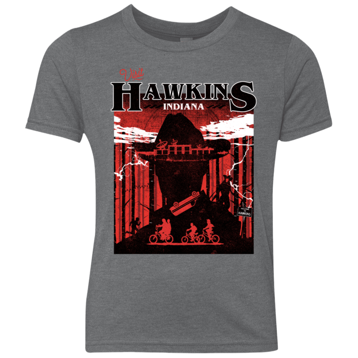 T-Shirts Premium Heather / YXS Visit Hawkins Youth Triblend T-Shirt