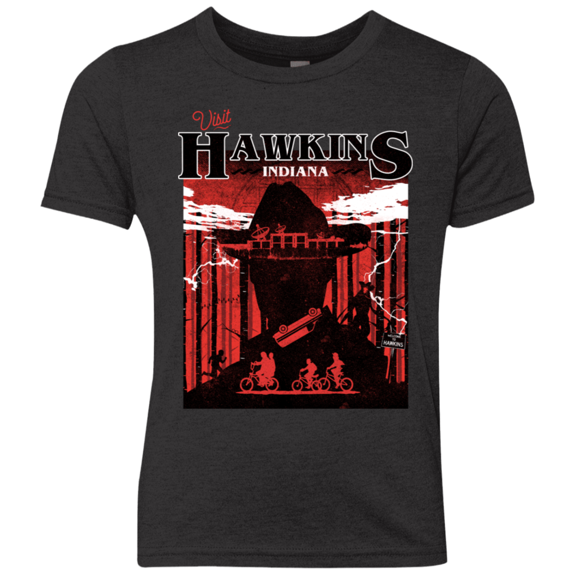T-Shirts Vintage Black / YXS Visit Hawkins Youth Triblend T-Shirt