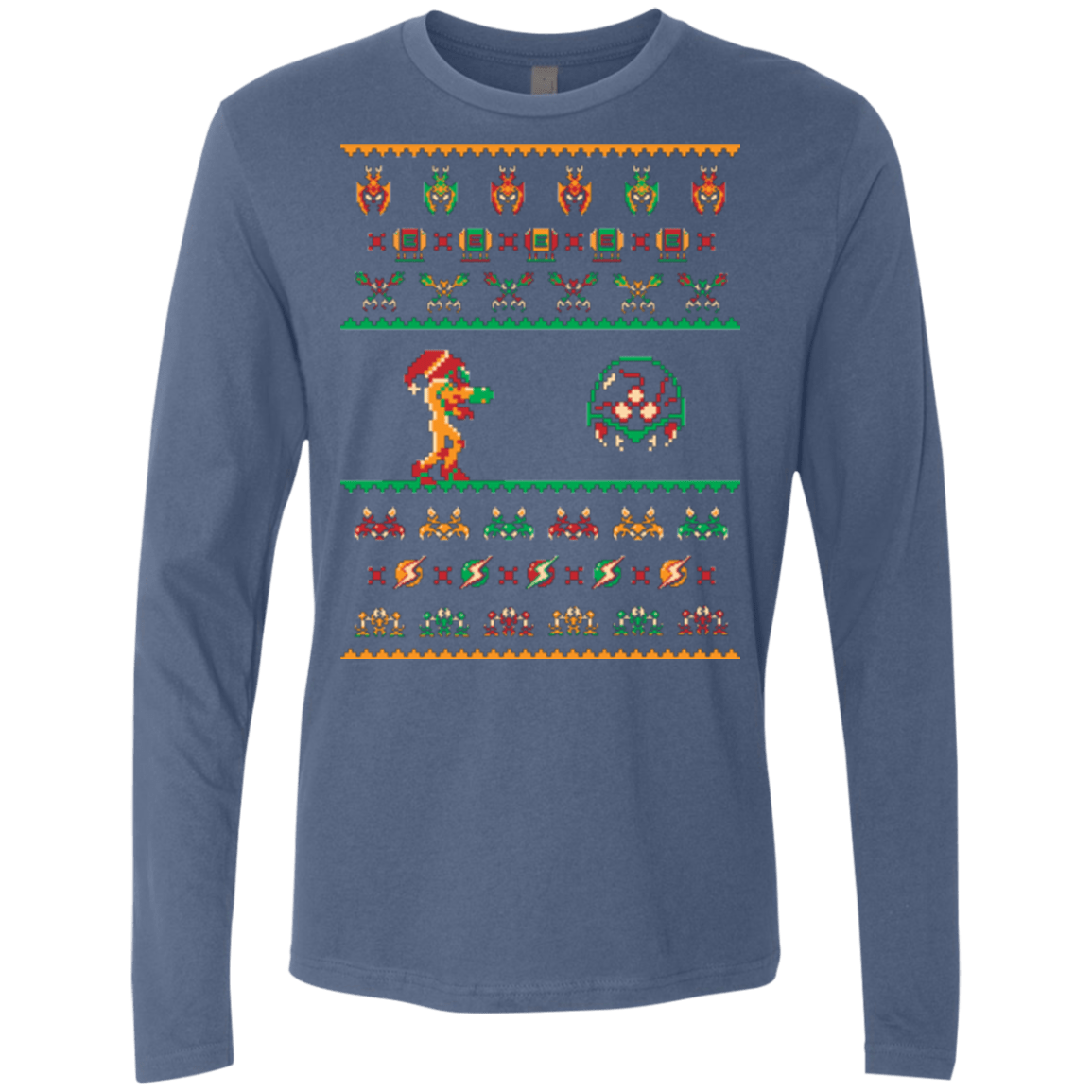 T-Shirts Indigo / Small We Wish You A Metroid Christmas Men's Premium Long Sleeve
