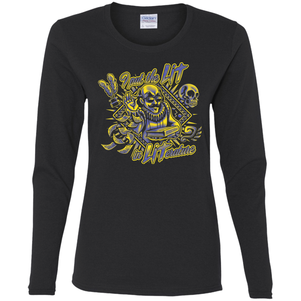 T-Shirts Black / S William Shakespeare Lit in Literature Women's Long Sleeve T-Shirt