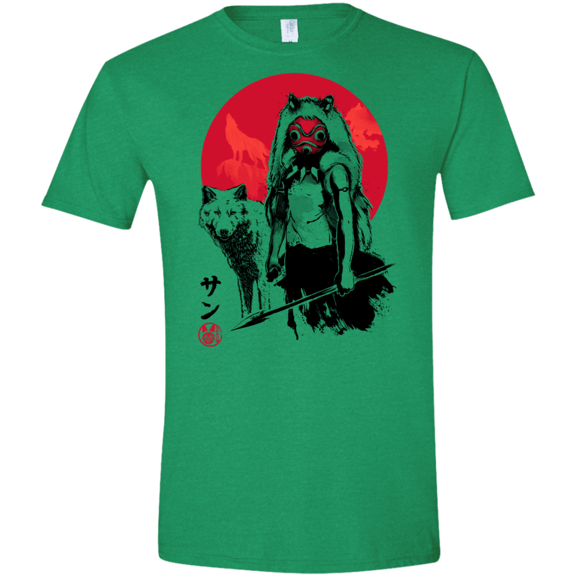 T-Shirts Heather Irish Green / S Wolf Girl sumi-e Men's Semi-Fitted Softstyle
