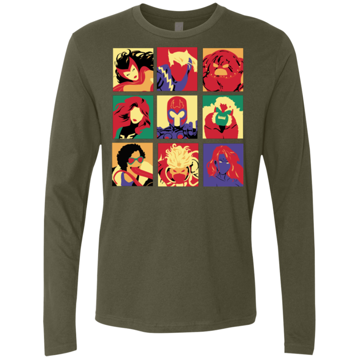 T-Shirts Military Green / Small X villains pop Men's Premium Long Sleeve