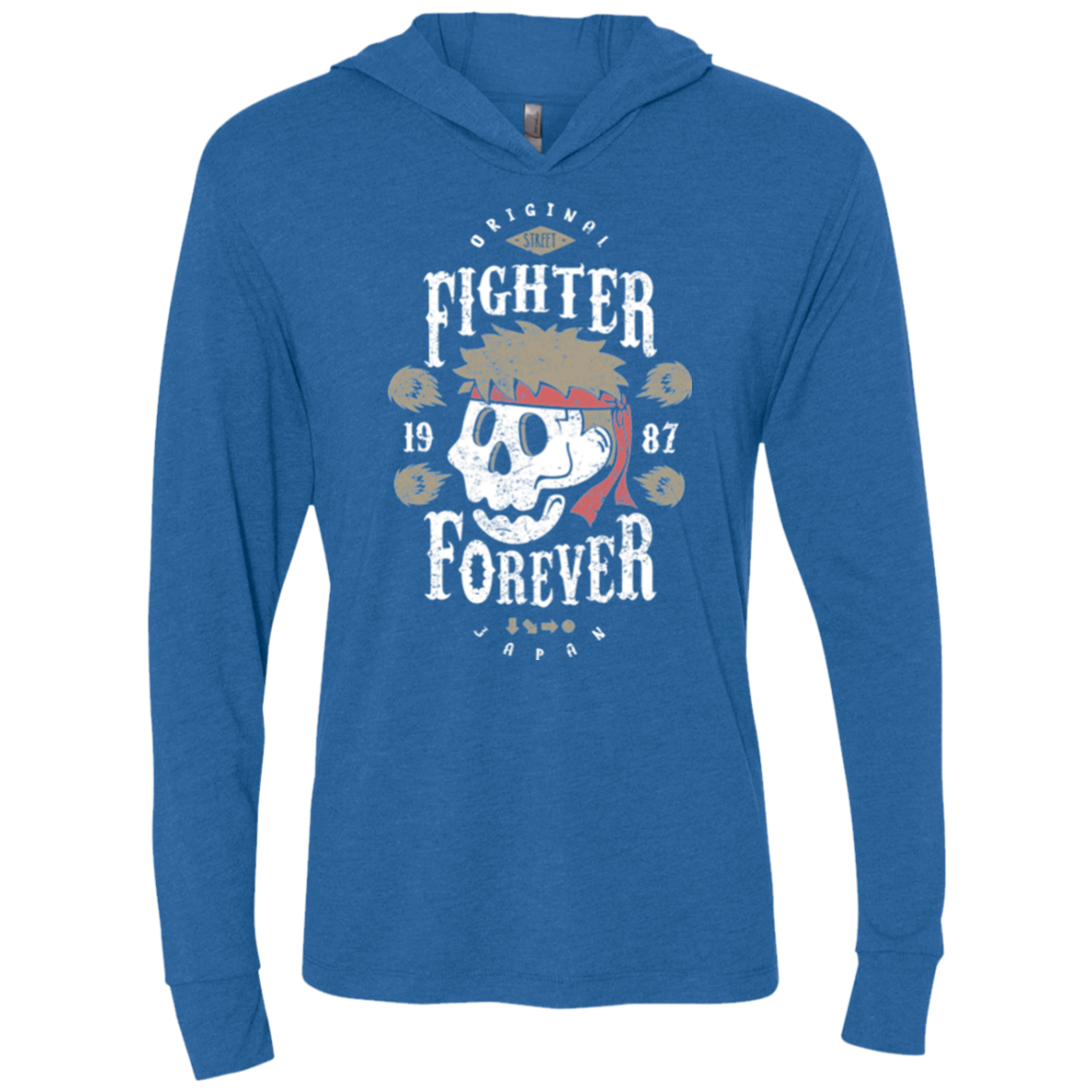Fighter Forever Ryu Triblend Long Sleeve Hoodie Tee