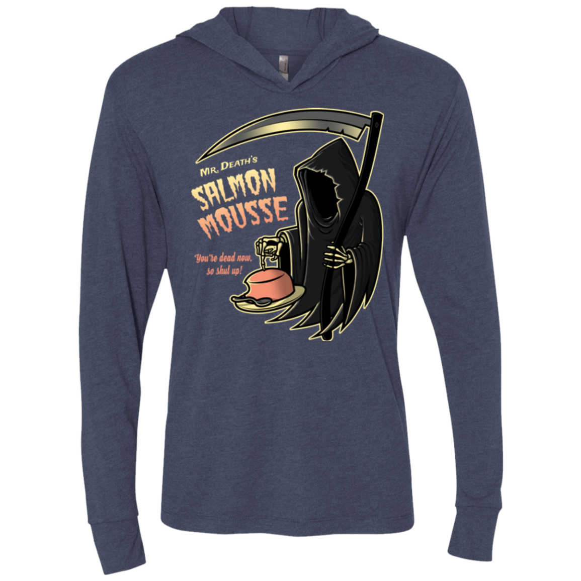 The Salmon Mousse Triblend Long Sleeve Hoodie Tee