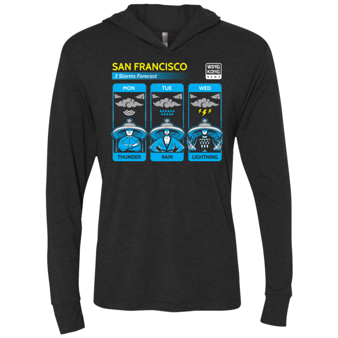 Three Storms Triblend Long Sleeve Hoodie Tee