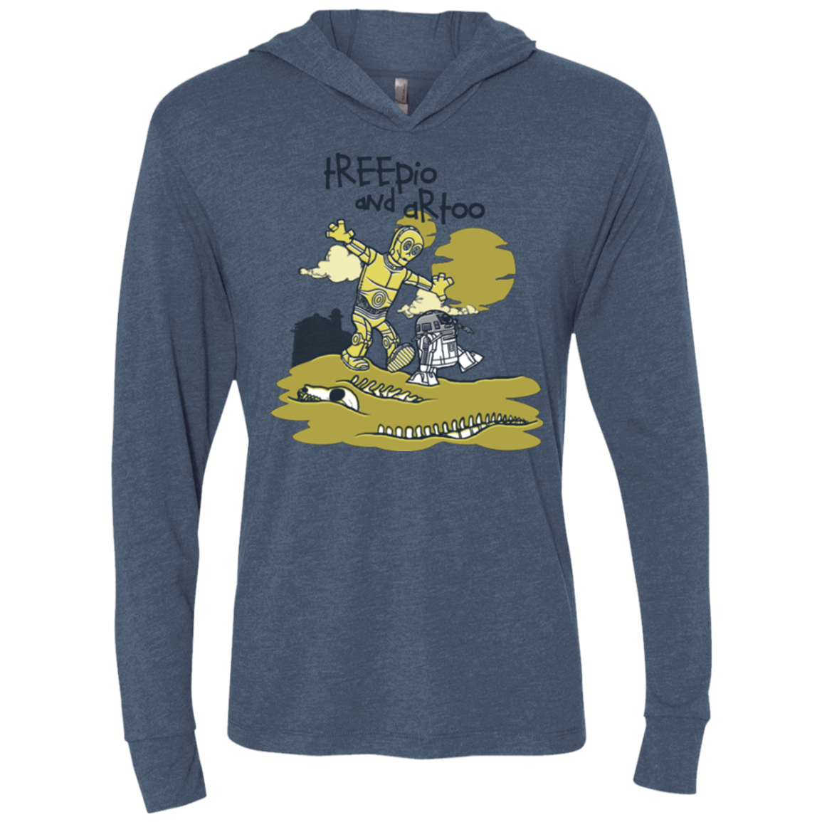 Treepio and Artoo Triblend Long Sleeve Hoodie Tee