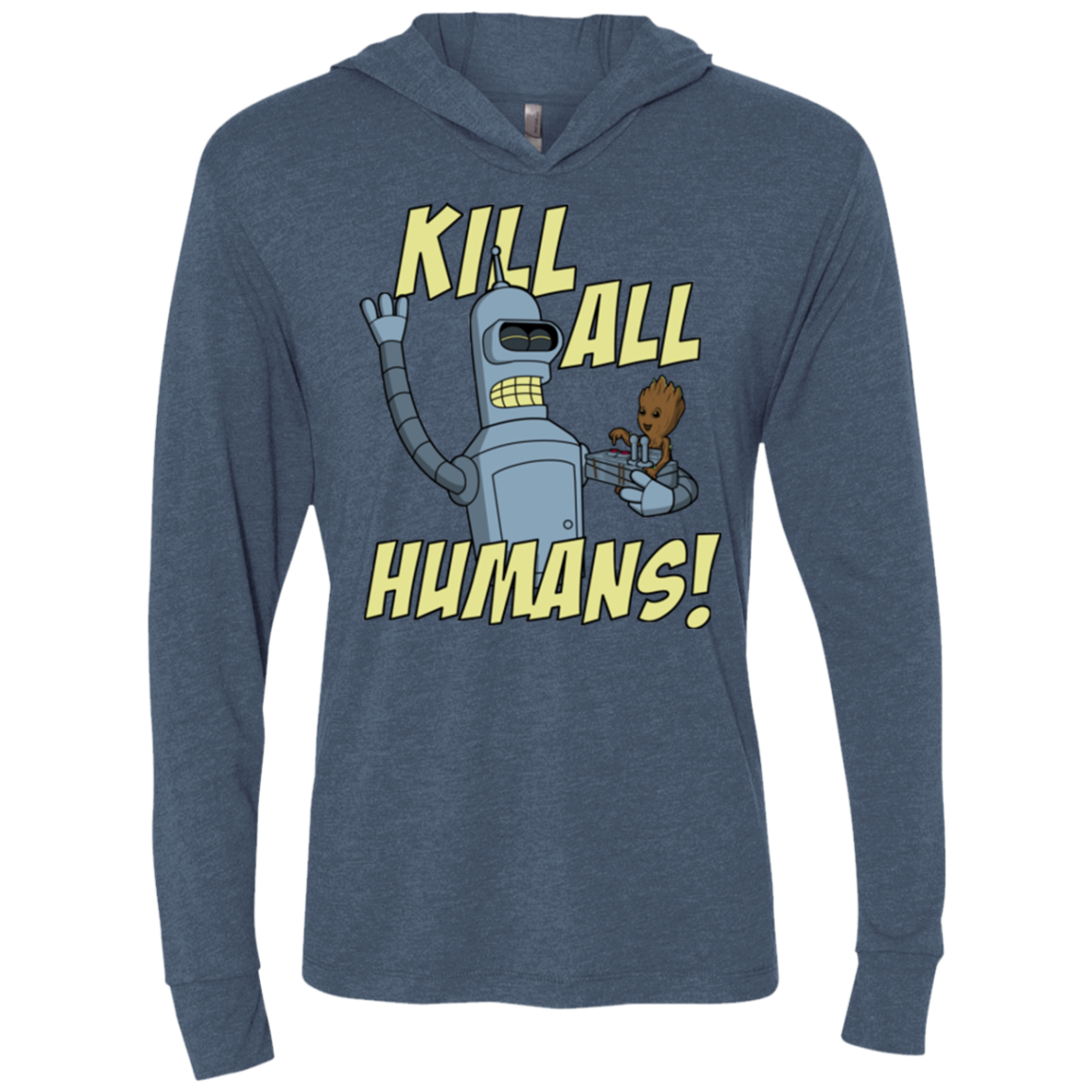 The Button Friends Triblend Long Sleeve Hoodie Tee