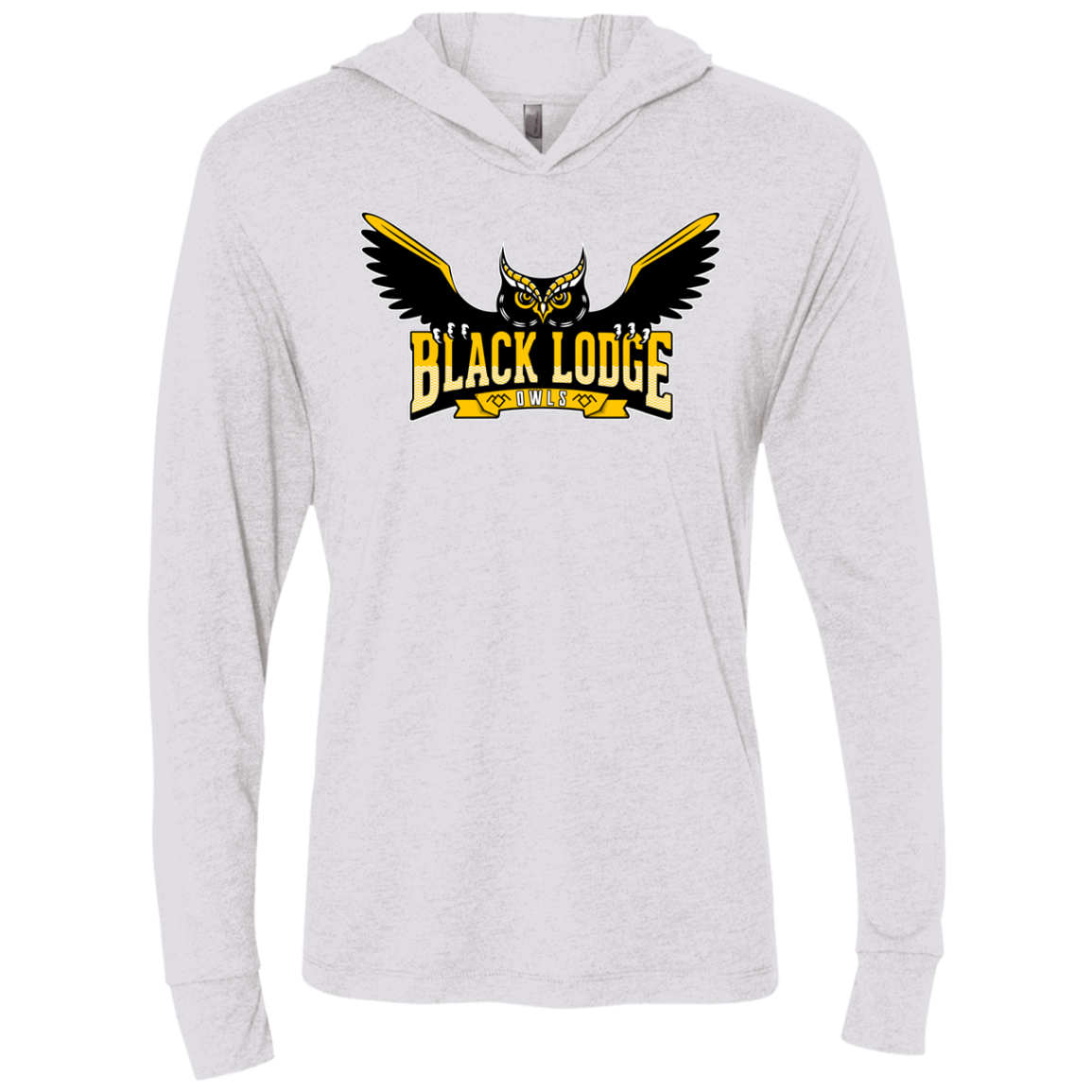 Black Lodge Owls Triblend Long Sleeve Hoodie Tee