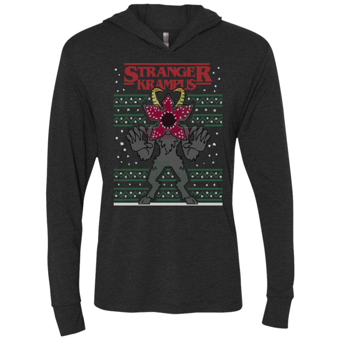 Stranger Krampus Triblend Long Sleeve Hoodie Tee