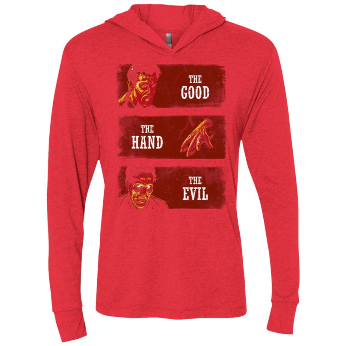 The Good the Hand and the Evil Triblend Long Sleeve Hoodie Tee