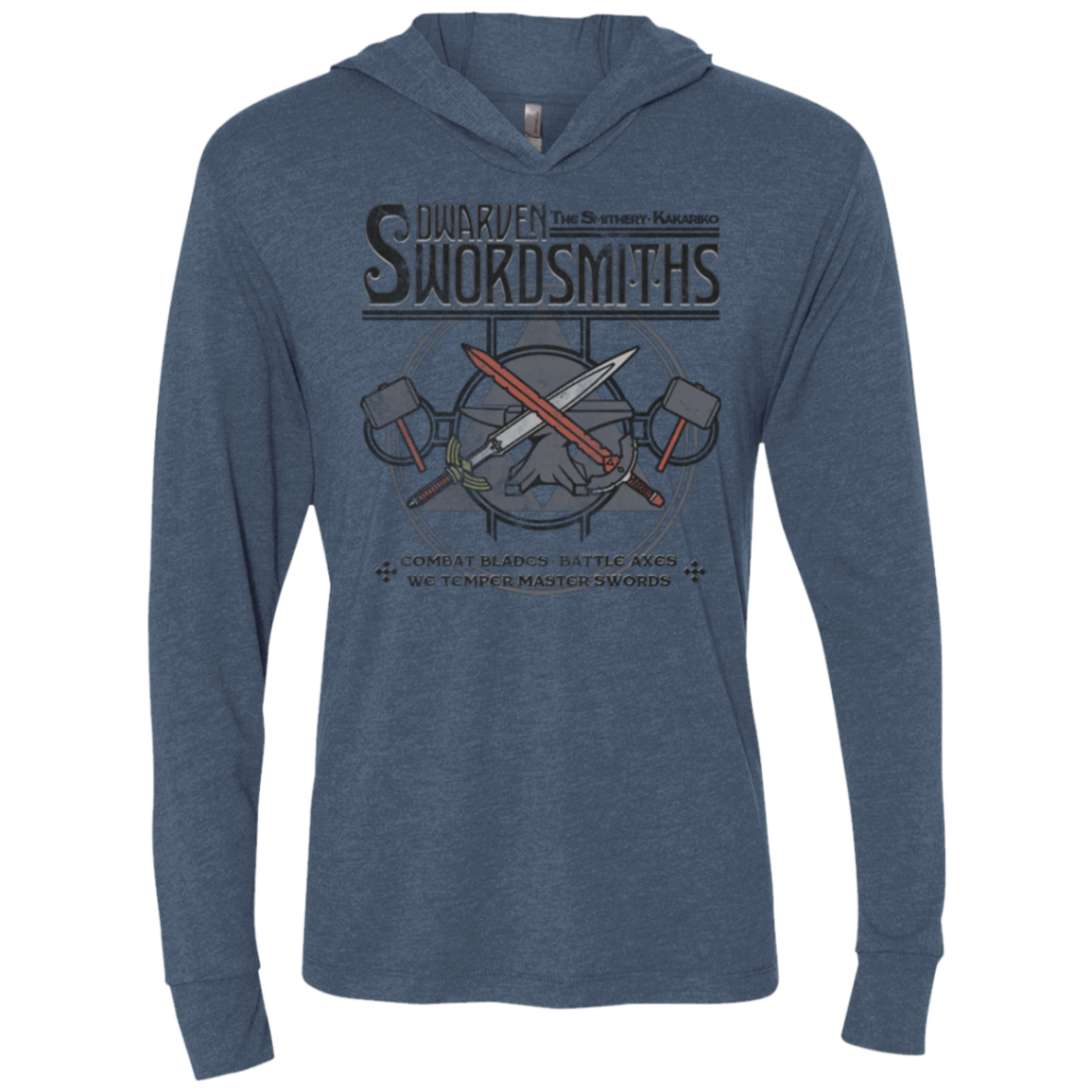 Dwarven Swordsmiths Triblend Long Sleeve Hoodie Tee