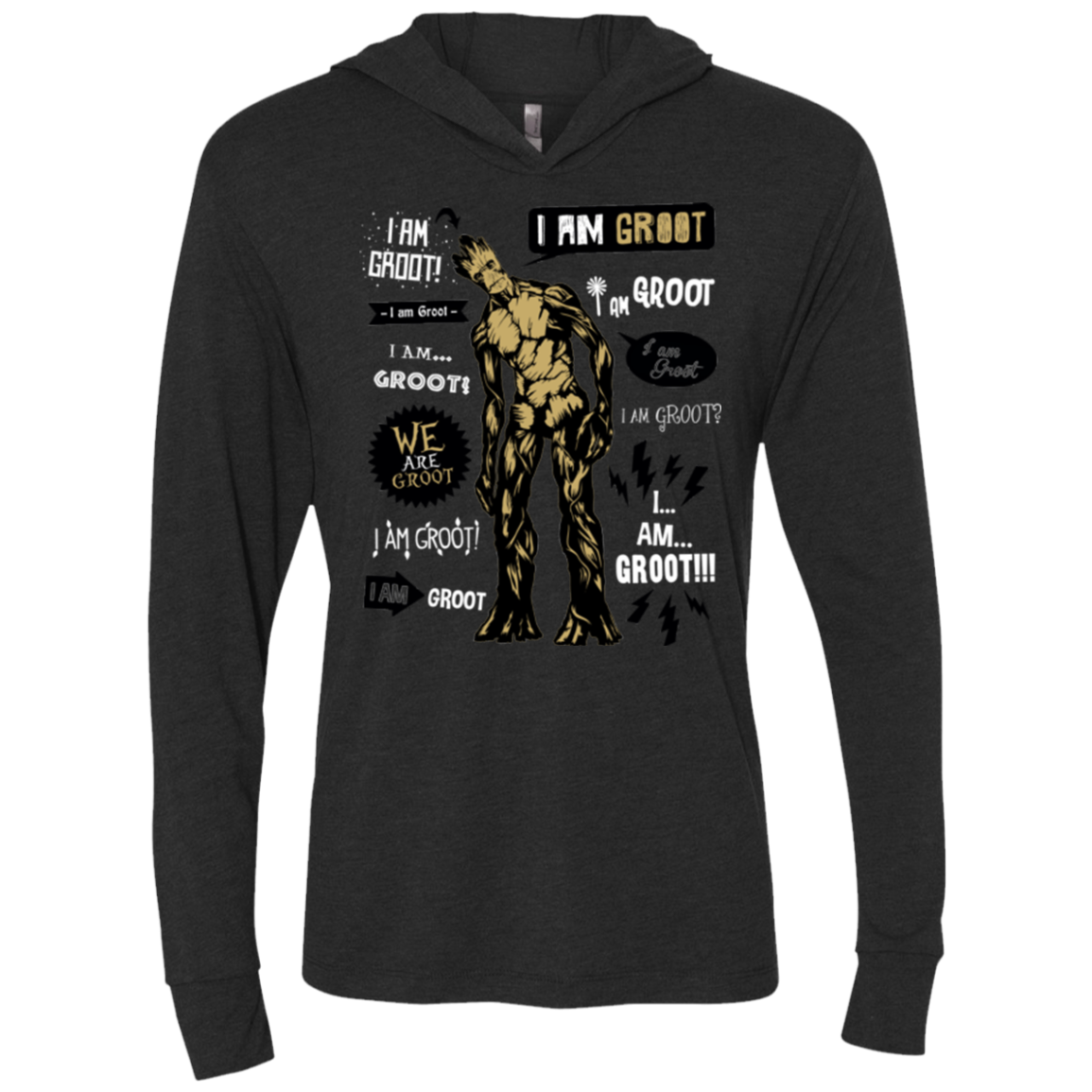 Groot Famous Quotes Triblend Long Sleeve Hoodie Tee