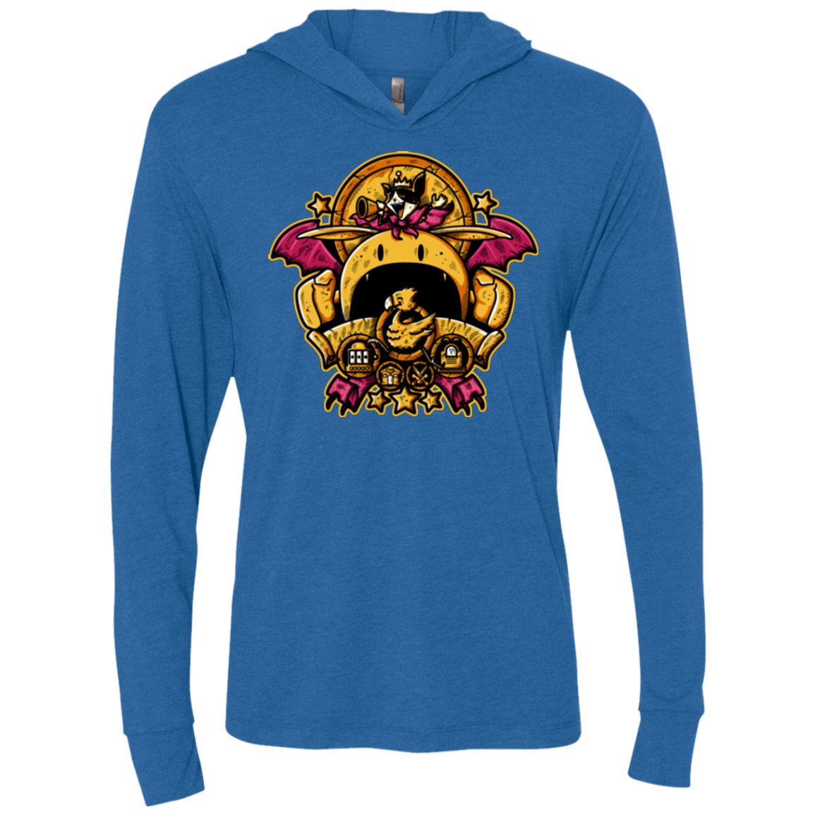 SAUCER CREST Triblend Long Sleeve Hoodie Tee