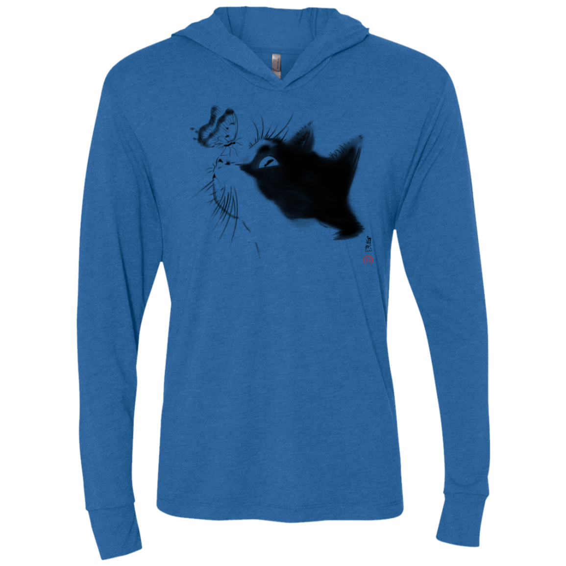 Curious Cat Triblend Long Sleeve Hoodie Tee