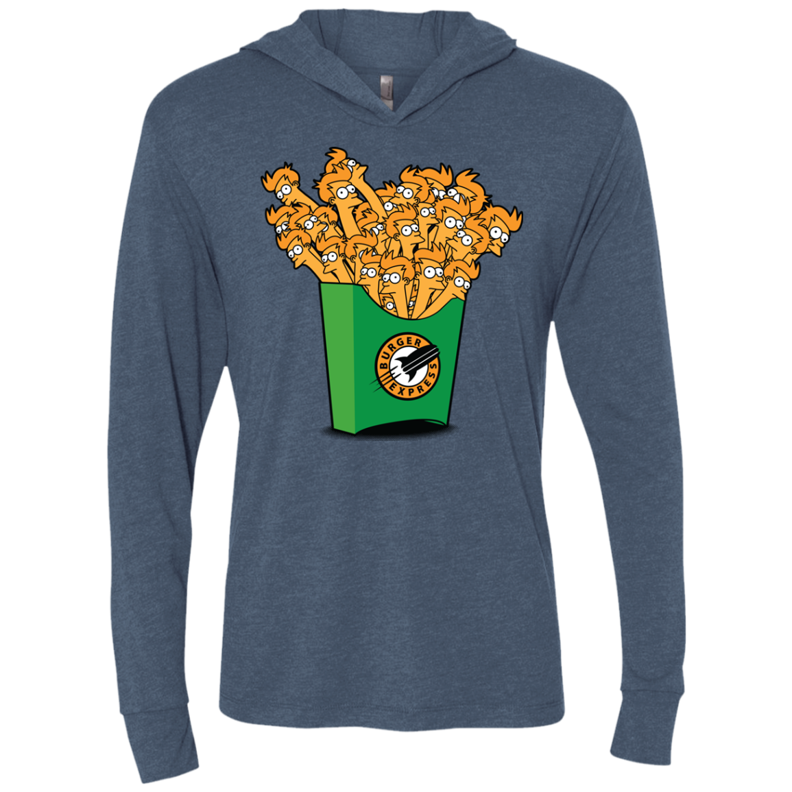 Box of Fries Triblend Long Sleeve Hoodie Tee
