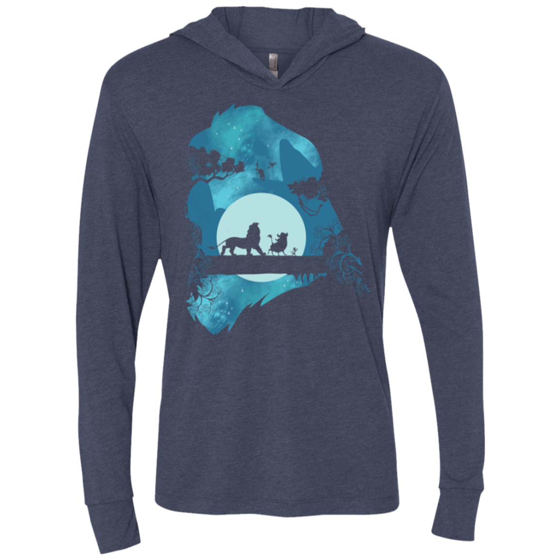 Lion Portrait Triblend Long Sleeve Hoodie Tee