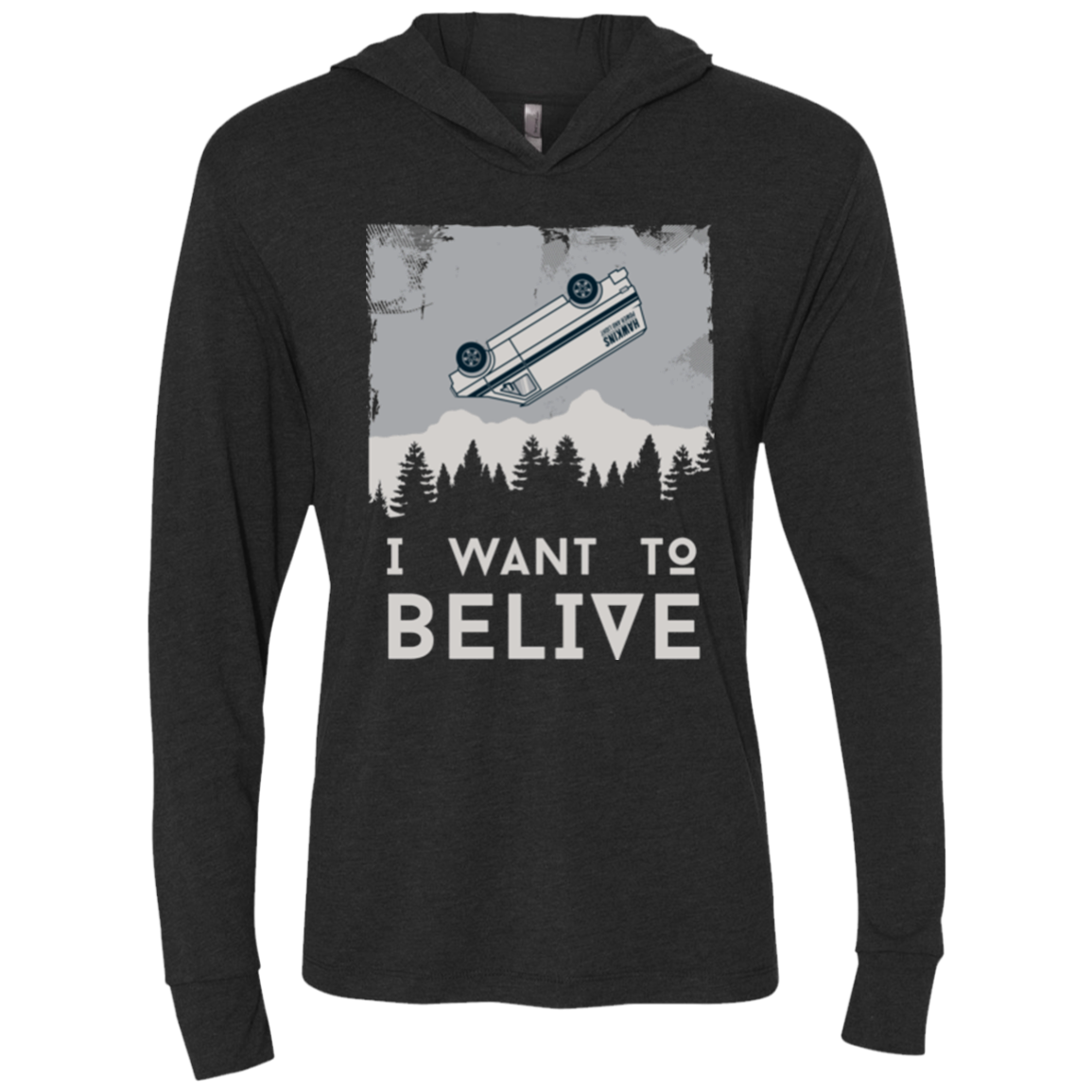 I Want to Believe Triblend Long Sleeve Hoodie Tee
