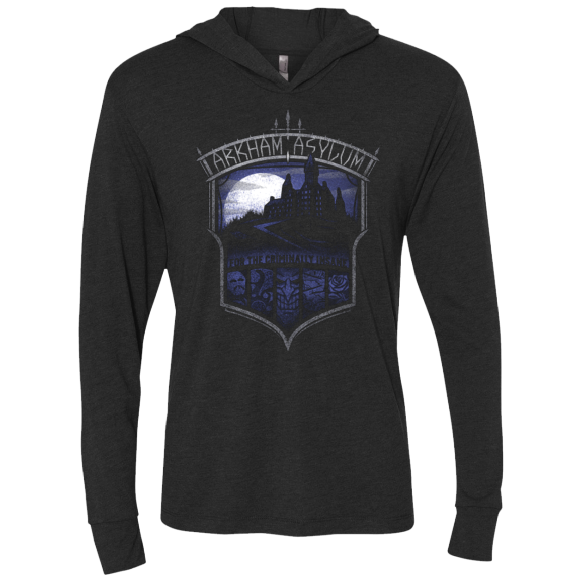 Arkham Asylum Triblend Long Sleeve Hoodie Tee