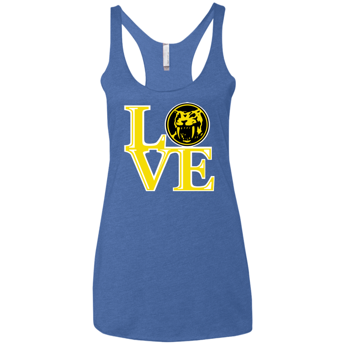 Yellow Ranger LOVE Women's Triblend Racerback Tank