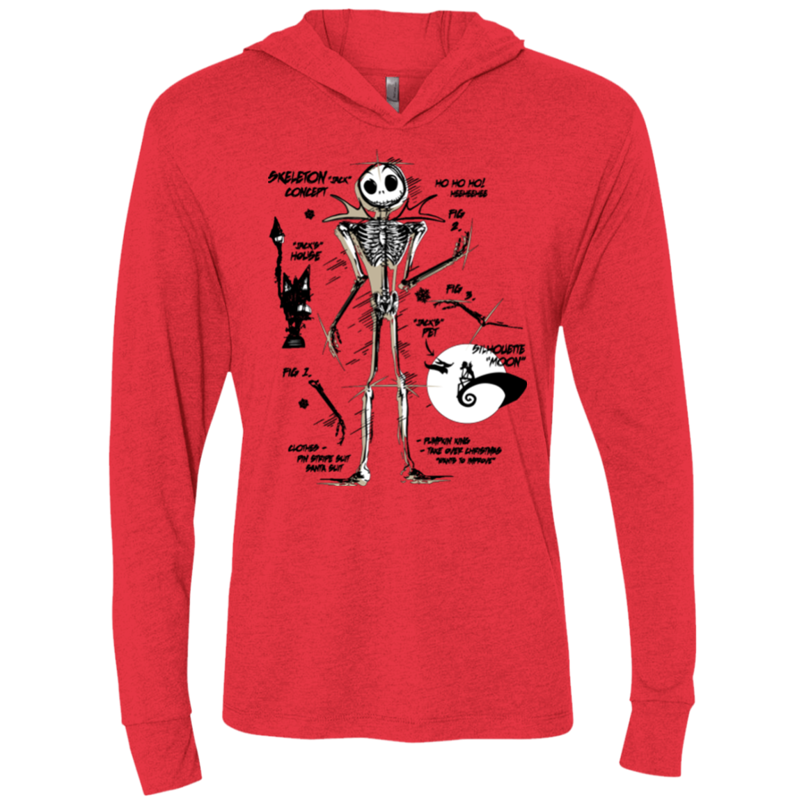 Skeleton Concept Triblend Long Sleeve Hoodie Tee