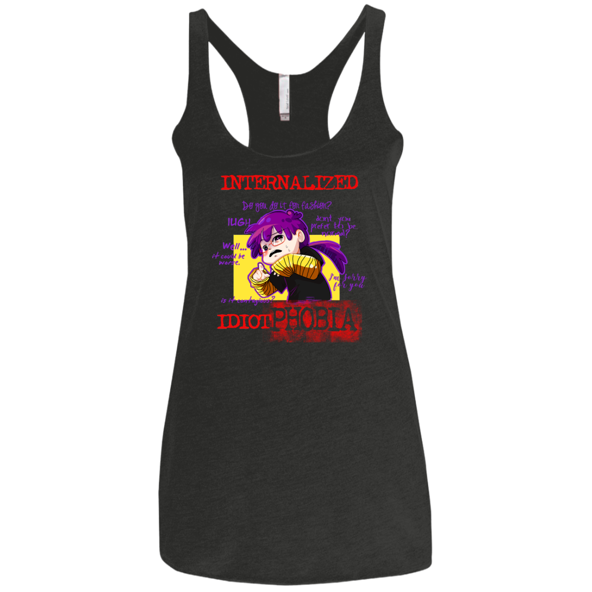Idiot phobia Women's Triblend Racerback Tank
