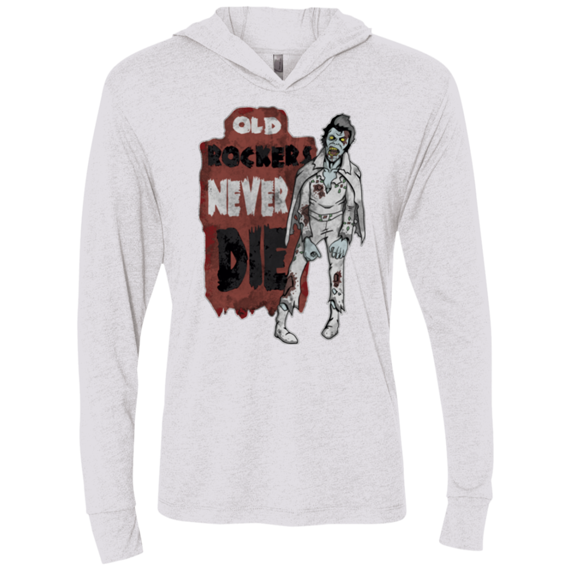 Old Rockers Never Die Triblend Long Sleeve Hoodie Tee