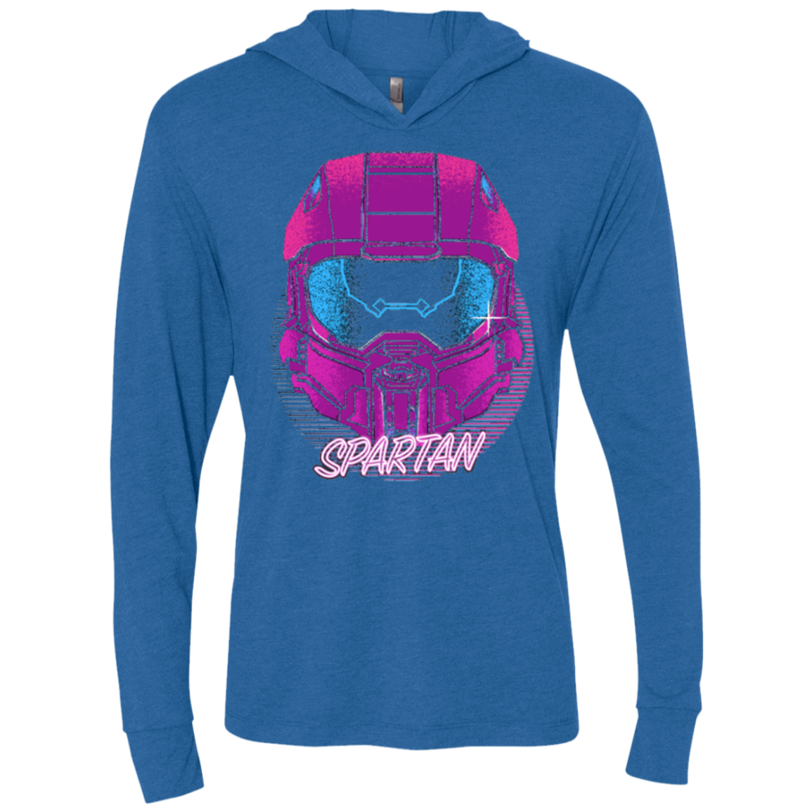 Spartan Helmet 80's Triblend Long Sleeve Hoodie Tee