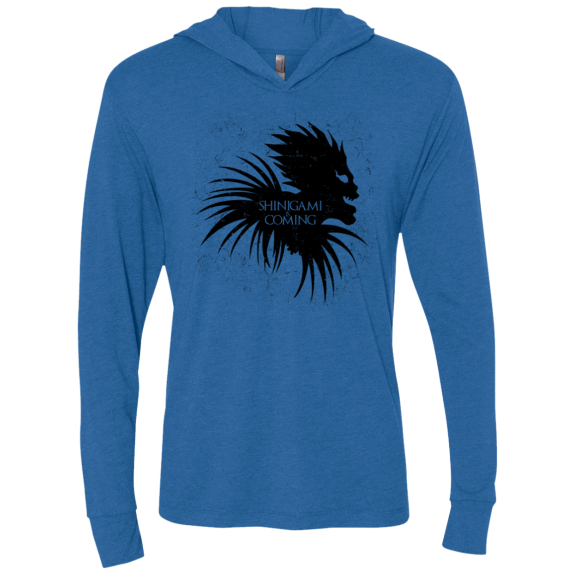 Shinigami Is Coming Triblend Long Sleeve Hoodie Tee