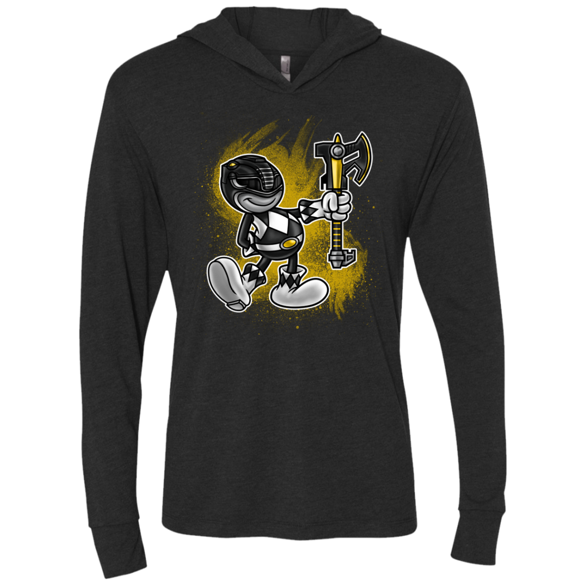 Black Ranger Artwork Triblend Long Sleeve Hoodie Tee