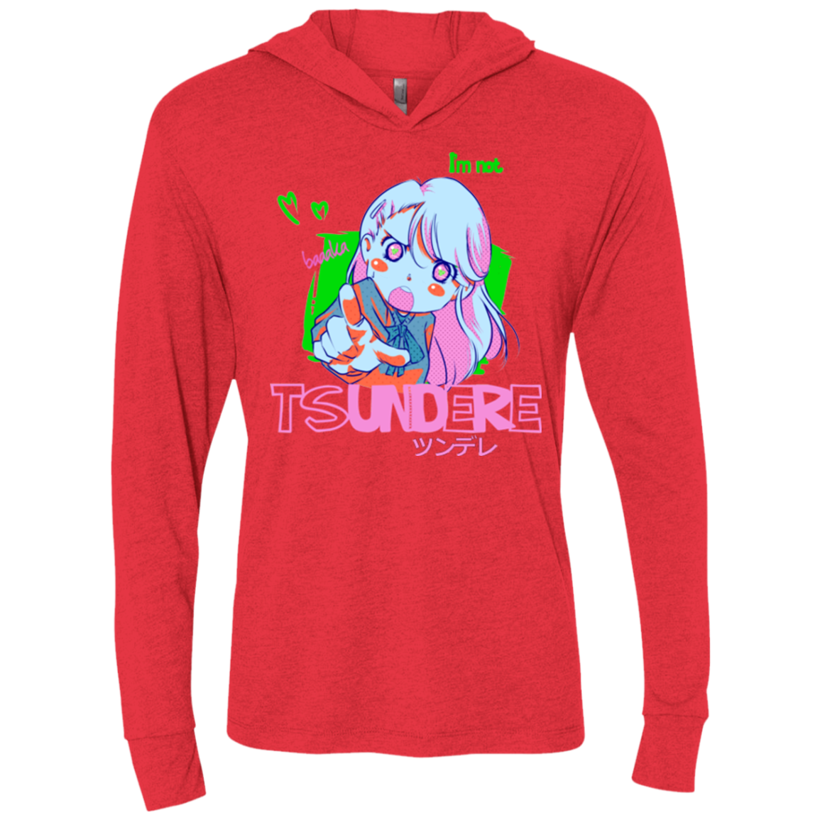 Tsundere Triblend Long Sleeve Hoodie Tee