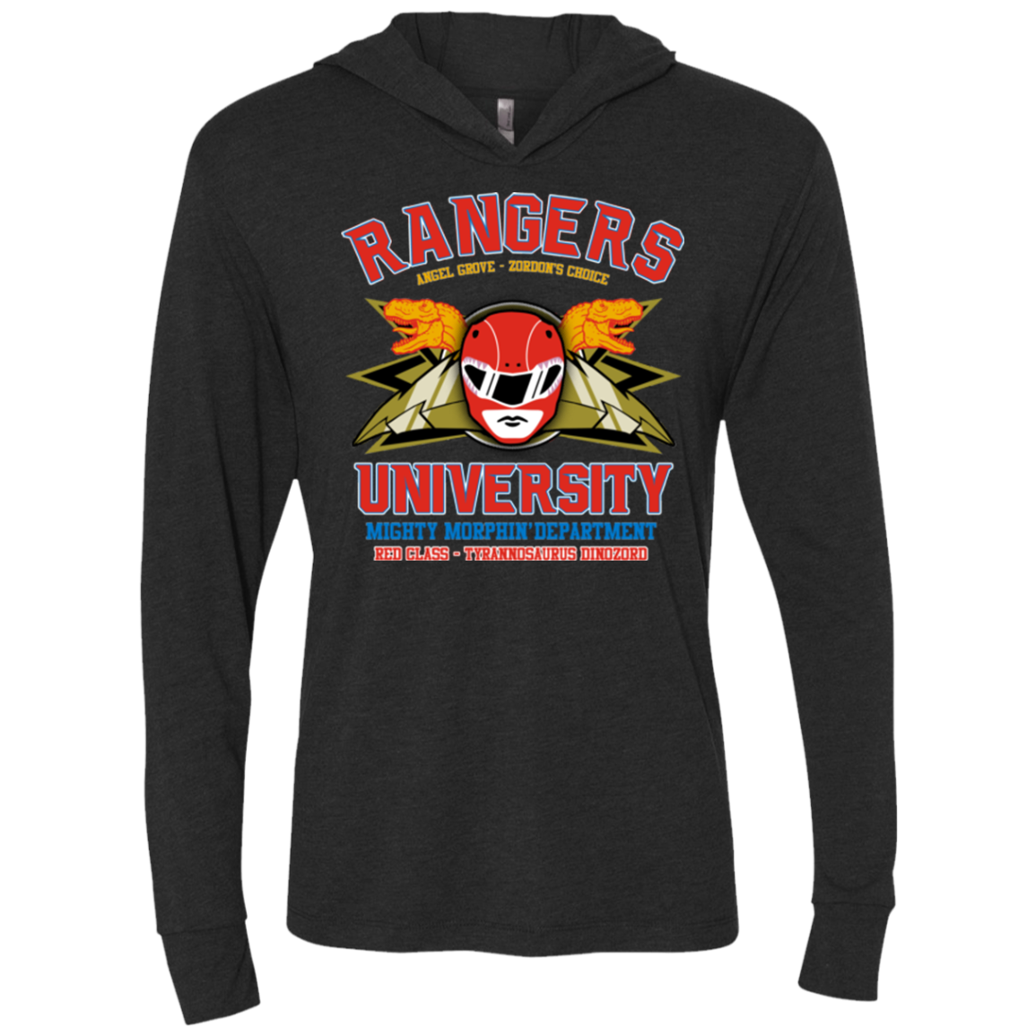 Rangers U - Red Ranger Triblend Long Sleeve Hoodie Tee