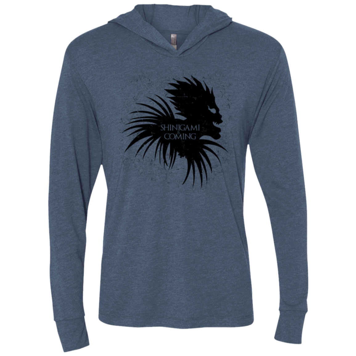 Shinigami Is Coming Triblend Long Sleeve Hoodie Tee