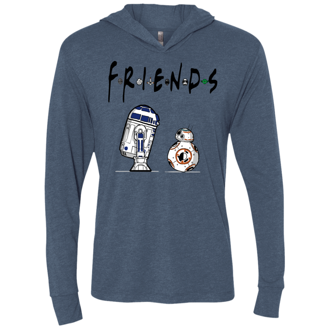Droid Friends Triblend Long Sleeve Hoodie Tee